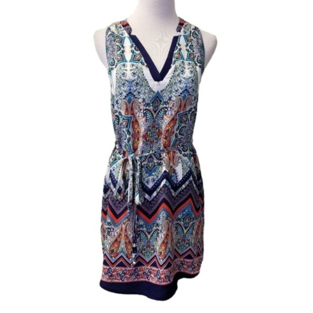 Renee C Sydnie Paisley floral V-neck Dress women's siz XS Petite (Z-4)
